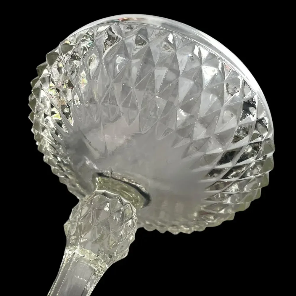 Indiana Glass Clear Diamond Point Candy Compote Pedestal Bowl Footed Dish Vtg
